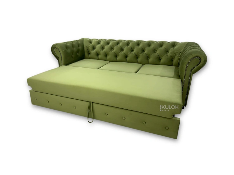 Ekskluzywna sofa do salonu – pikowana kanapa z funkcją spania