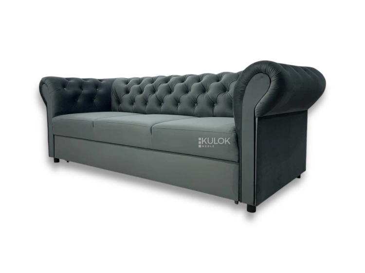Sofa Chesterfield z funkcją spania szara