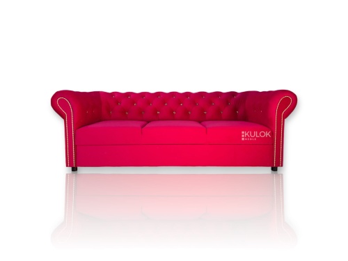 Sofa Tokio - Amor Velvet 4316 pikowana złotobrązowymi kryształkami