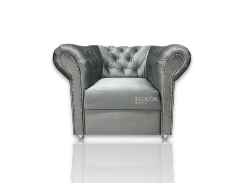 Fotel Chesterfield Silver Ikoo 19 srebrny Velvet premium