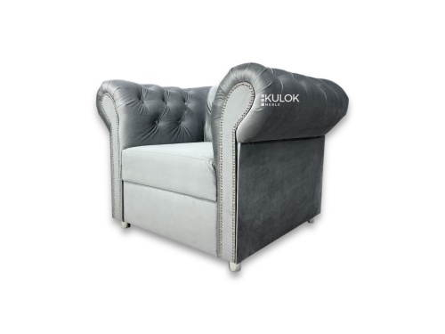 Luksusowy fotel Chesterfield ze srebrnymi ćwiekami