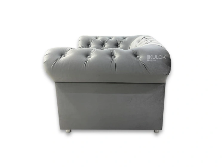 Designerski fotel Chesterfield srebrzysty Velvet