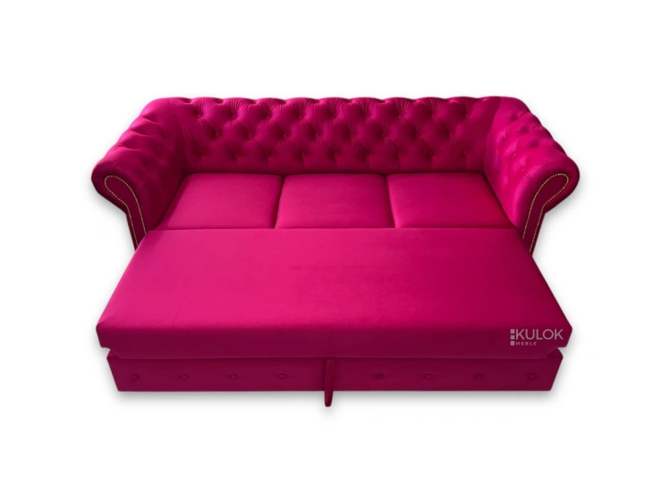 Luksusowa sofa Chesterfield fuksjowy róż – elegancja i komfort