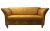 Nowoczesna sofa do salonu w stylu skandynawskim na wysokich nogach orzech w imitacji skóry.