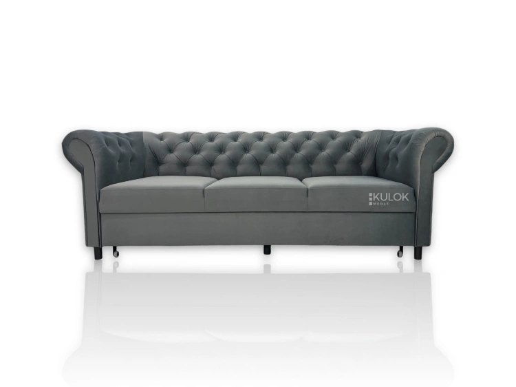 Sofa Chesterfield Monaco 225 cm na wysokich czarnych nogach
