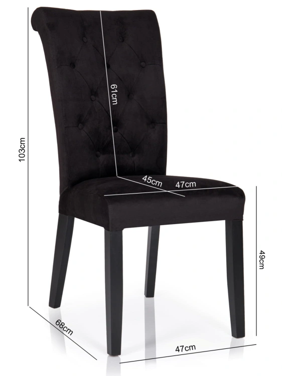 Detal krzesła Chesterfield Monaco – mocny kod glamu w czarnym Velvet 2219 i solidny stelaż