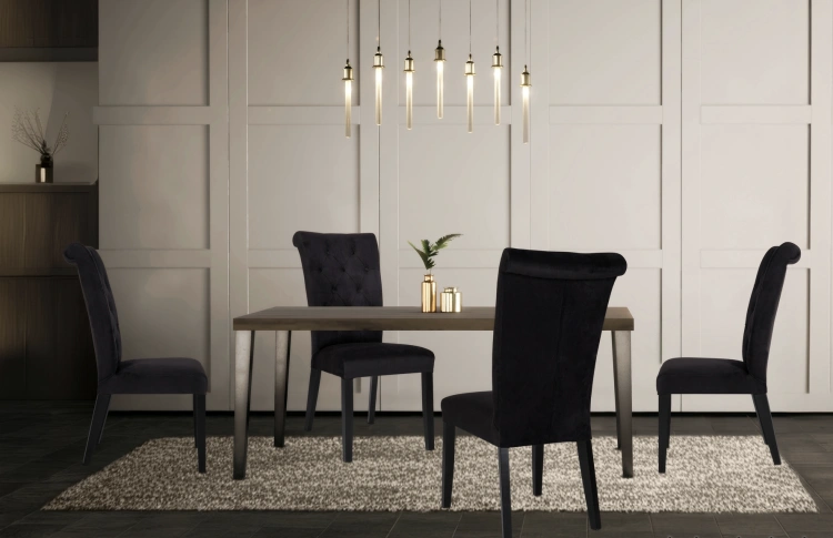 Stylowa aranżacja salonu z krzesłem Chesterfield Monaco czarny Velvet 2219 – luksusowy akcent wnętrza