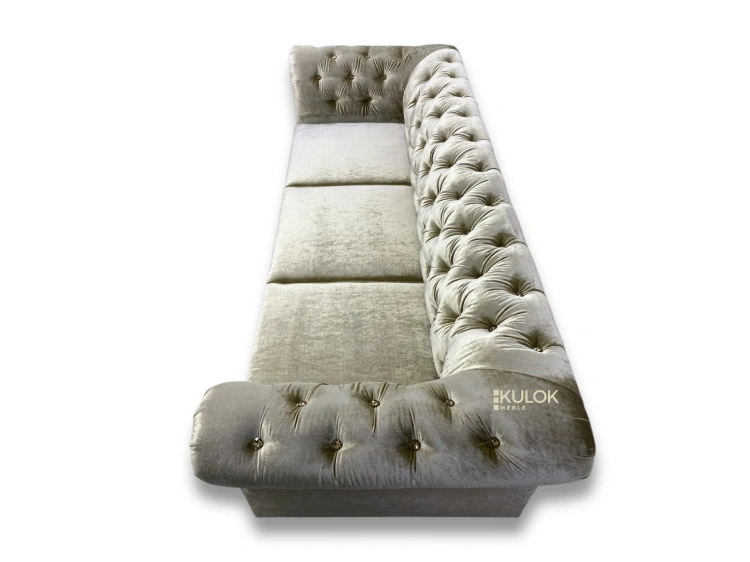 Sofa Chesterfield Warsaw Złota – tkanina połyskująca Gloss Velvet