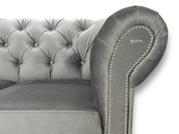 nowoczesny narożnik Chesterfield z pikowaniem