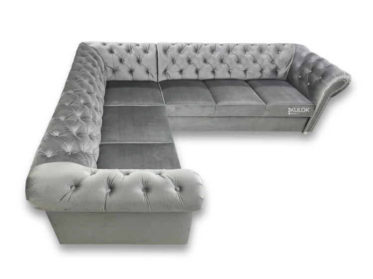 nowoczesny narożnik Chesterfield z pikowaniem