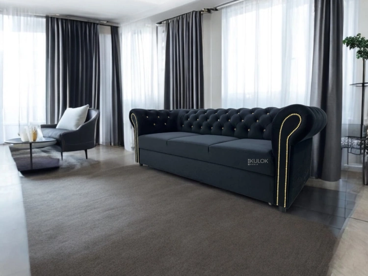 zestaw glamour velvet chesterfield do salonu nowoczesnego