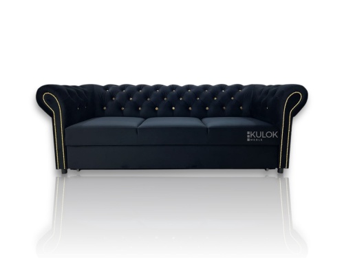 sofa chesterfield tokio czarna z kryształkami