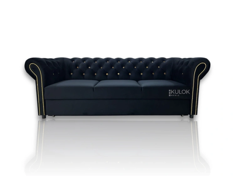 sofa chesterfield tokio czarna z kryształkami