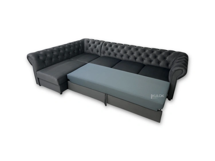 narożnik styl chesterfield velvet grafitowy polska produkcja
