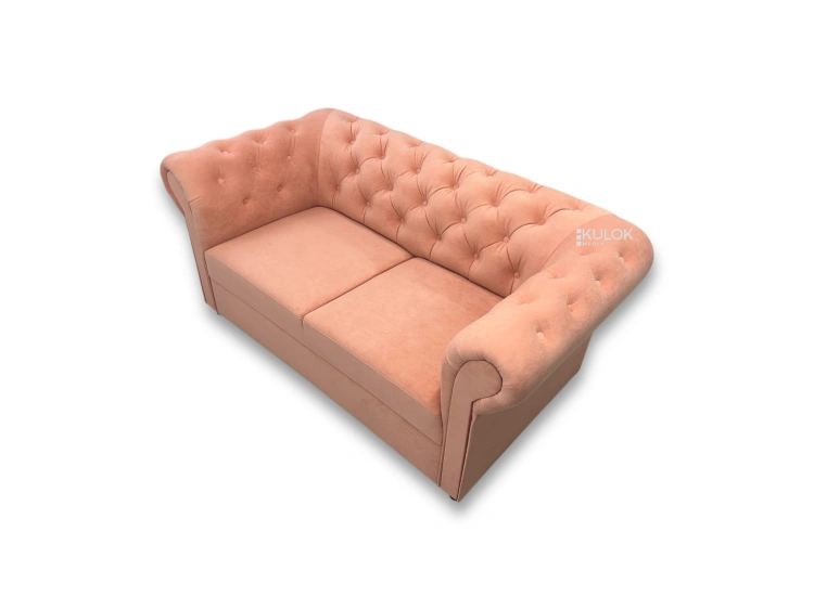 Sofa stylowa Chesterfield 2 osobowa – Dream Velvet łososiowa