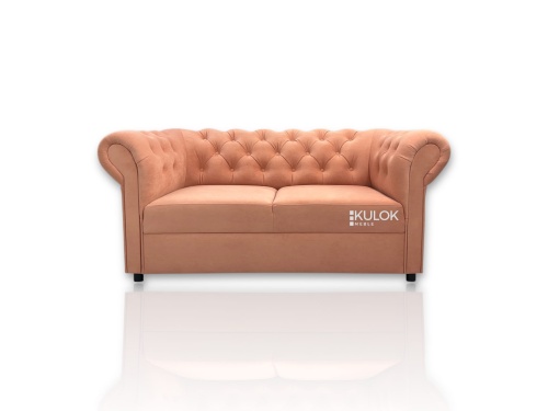 Sofa Chesterfield 2-osobowa 165 cm łososiowa Dream Velvet 202.44 widok z przodu