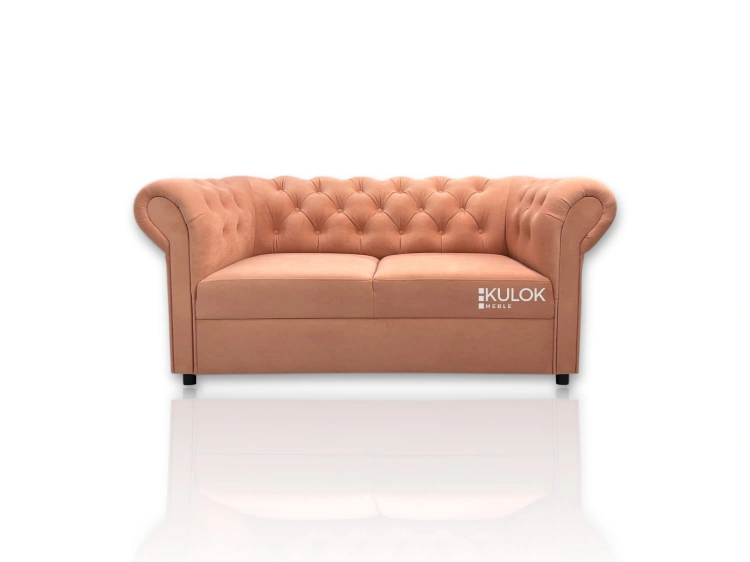 Sofa Chesterfield 2-osobowa 165 cm łososiowa Dream Velvet 202.44 widok z przodu
