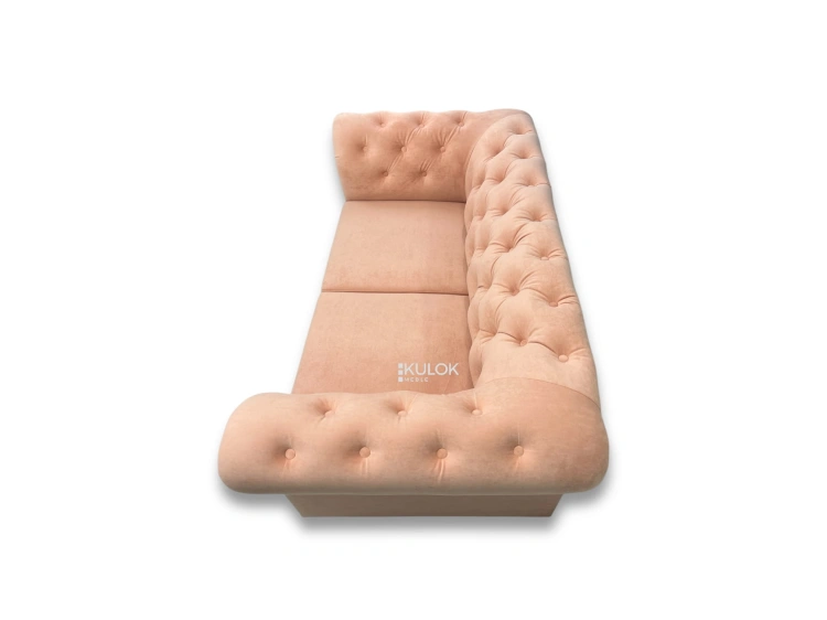 Sofa tapicerowana Dream Velvet 202.44 – łososiowa kanapa Chesterfield