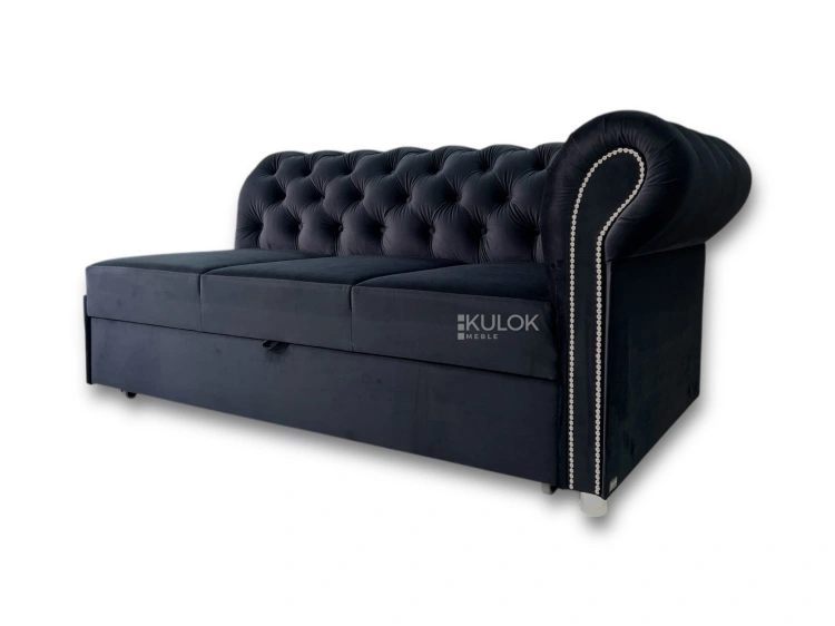 Szezlong czarny velvet magic velvet 2219 z funkcją spania - pikowany ozdobiony srebrnymi dodatkami - kulokmeble.pl3.pl.jpg
