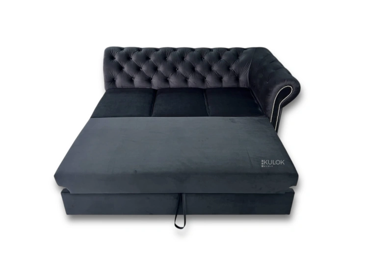 Szezlong czarny velvet magic velvet 2219 z funkcją spania - pikowany ozdobiony srebrnymi dodatkami - kulokmeble.pl5.pl.jpg
