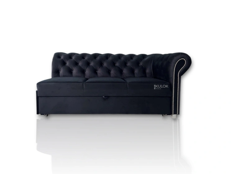 Szezlong czarny velvet magic velvet 2219 z funkcją spania - pikowany ozdobiony srebrnymi dodatkami - kulokmeble.pl6.pl.jpg