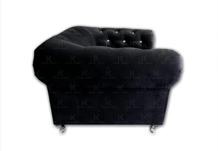 Fotel Glamour Chesterfield - Wyjątkowy Design z Kryształkami i Marszczeniem tkaniny.