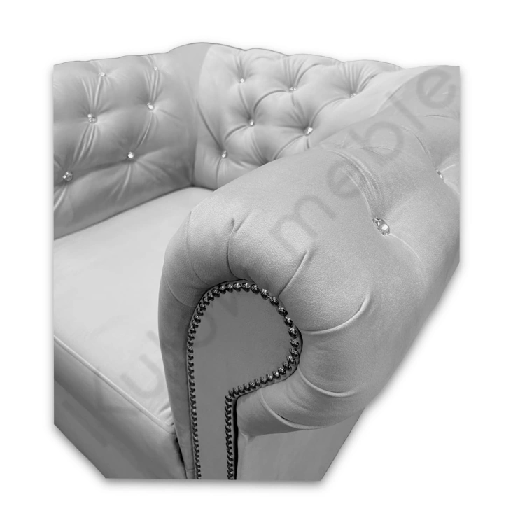 Chesterfield Glamour - Prestige 2770, Szary Fotel z Listwami Srebrnymi od producenta. Tapicerowany fotel glamour.