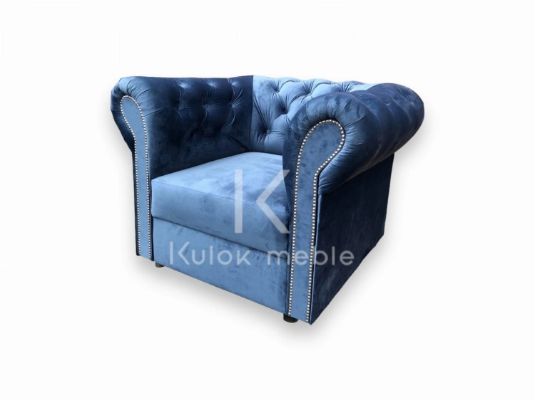 Fotel do Salonu Nowoczesnego - Magic Velvet 2203, Ciemnoniebieski Chesterfield od producenta chesterfield meble