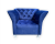 Granatowy Fotel Skandynawski Chester z Tkaniną Magic Velvet 2216 - Ręcznie Robione Guziki, Białe Nogi Ludwika, Nowoczesny Design dla Eleganckiego Salonu