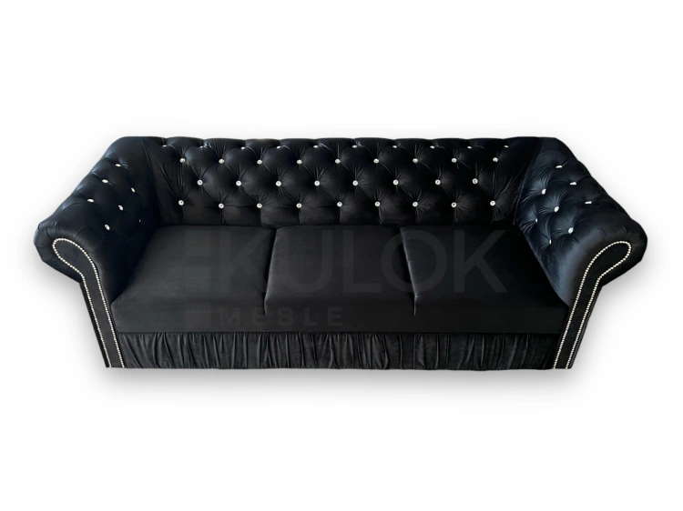 Welurowa Sofa Kanapa - Nowoczesny Styl z Staroangielskim Akcentem