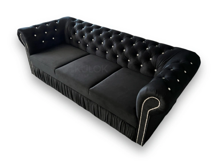 Elegancka Sofa z Czarnym Fresh 17 - Stylowe Pikowanie i Marszczenie