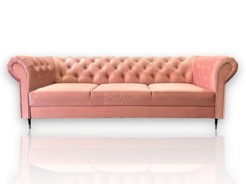 Elegancka Różowa Sofa chesterfield - Pikowanie i Nowoczesne Detale