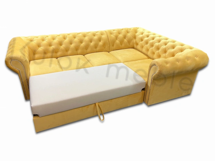 Rozkładany Narożnik Chesterfield - Magic Velvet i Pikowanie