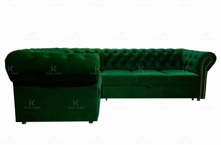 Narożnik Chesterfield Belvedere z Złotymi Akcentami - Wygodny i Stylowy