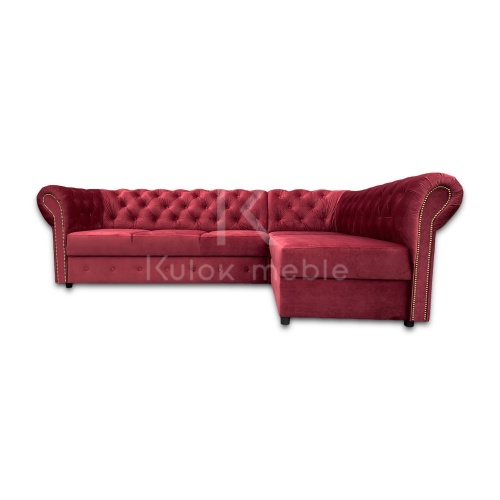 Koralowy Narożnik Chesterfield Primavera z Pikowanym Oparciem - Premium Design