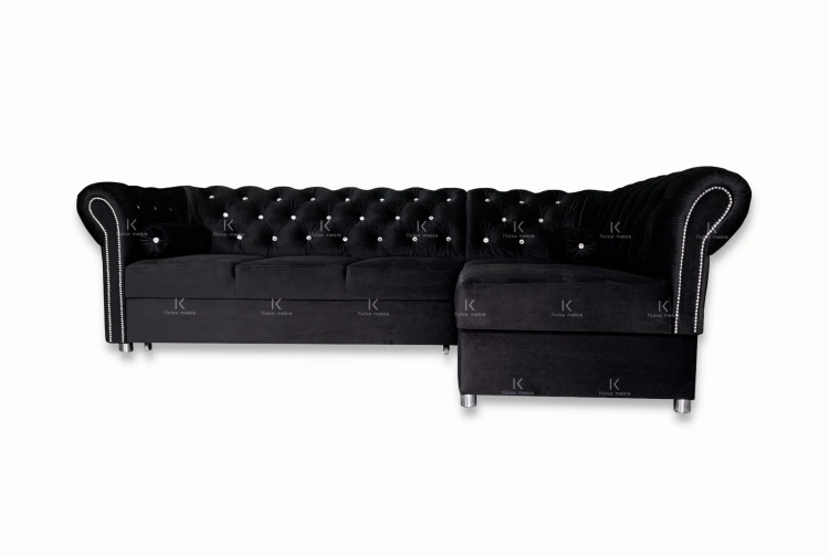 Chesterfield Primavera Welur Bis Kryształki Swarovski