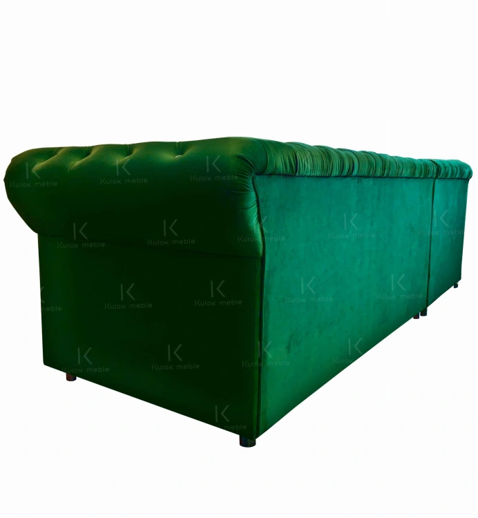 Narożnik Chesterfield na Niskich Nóżkach - tapicerowany tył.