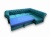 Narożnik Chesterfield pikowany turkusowy z funkcją spania delfin prawostronny.
