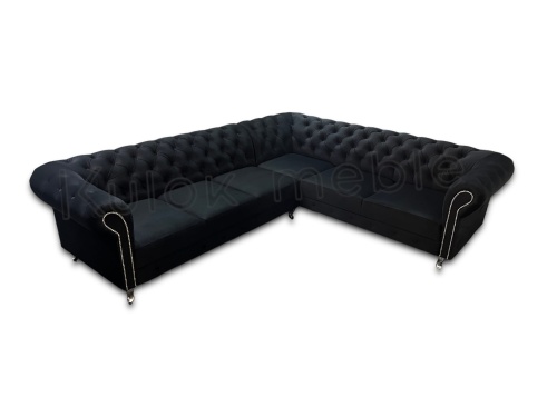 Srebrne Guziki i Ćwieki: Narożnik Chesterfield do dużego salonu glamour