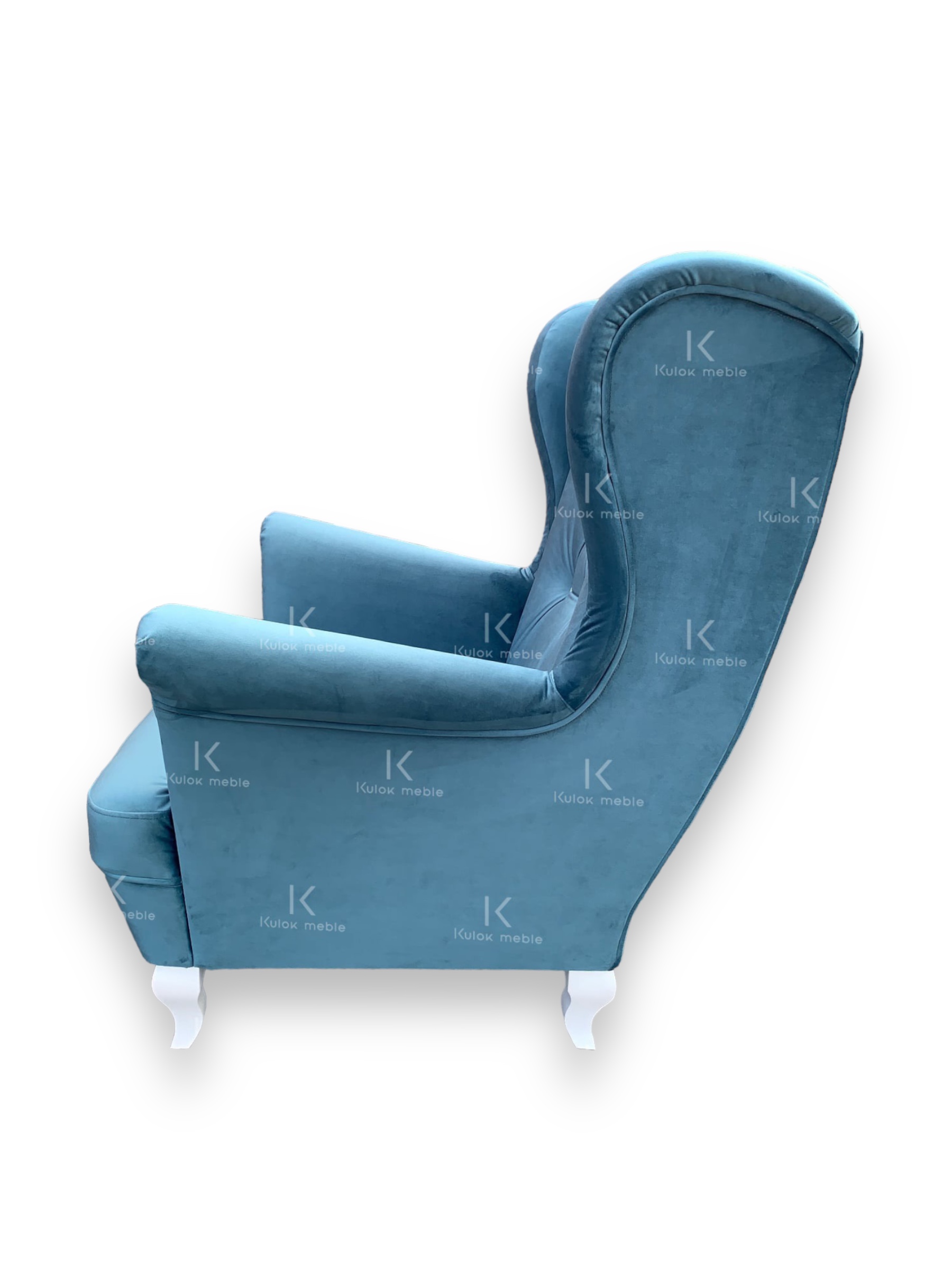 Fotel Uszak w Magic Velvet - Pikowane Oparcie