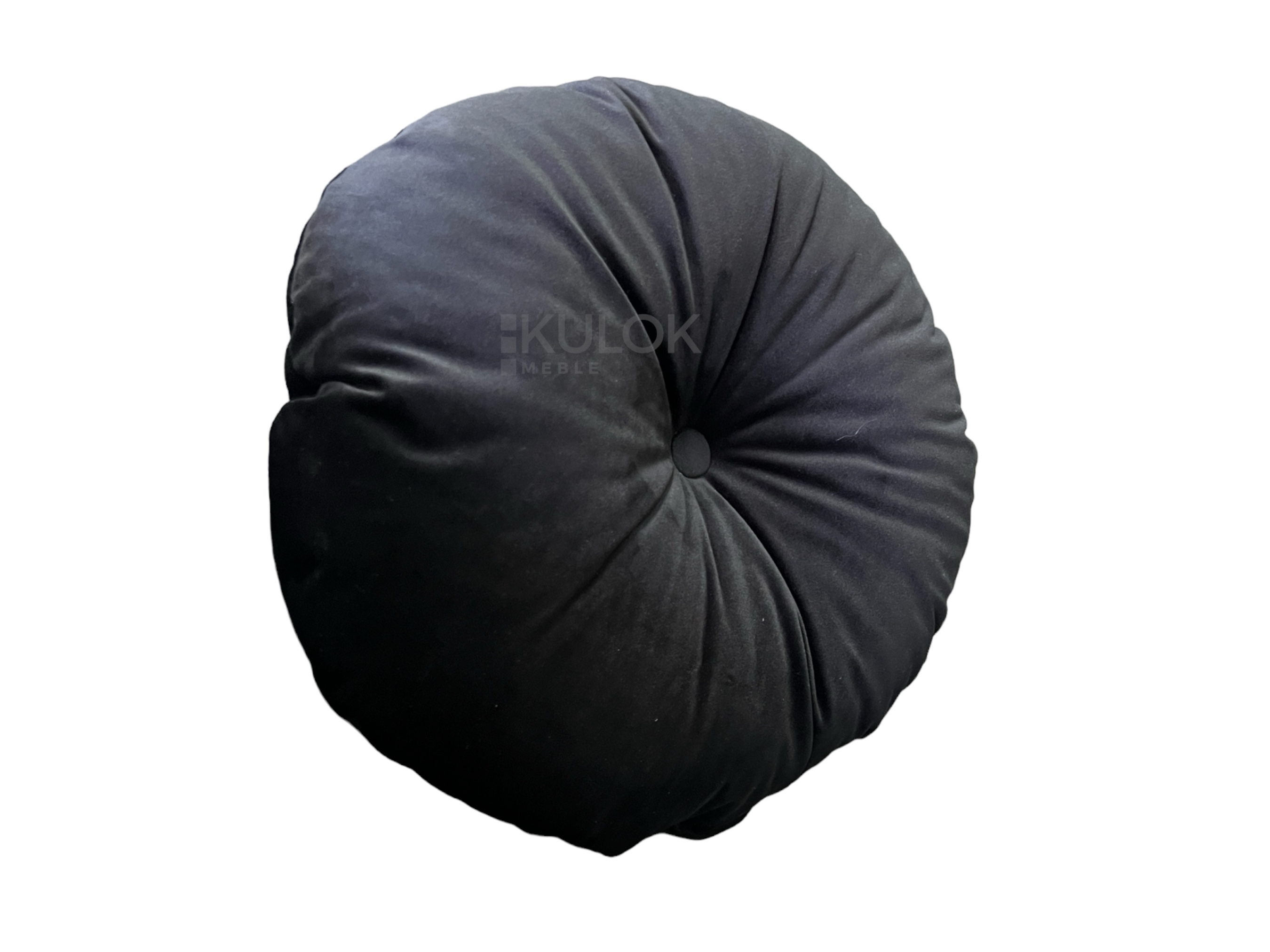 Okrągła poduszka ozdobna na sofę i narożnik czarna z pikiem na środku 