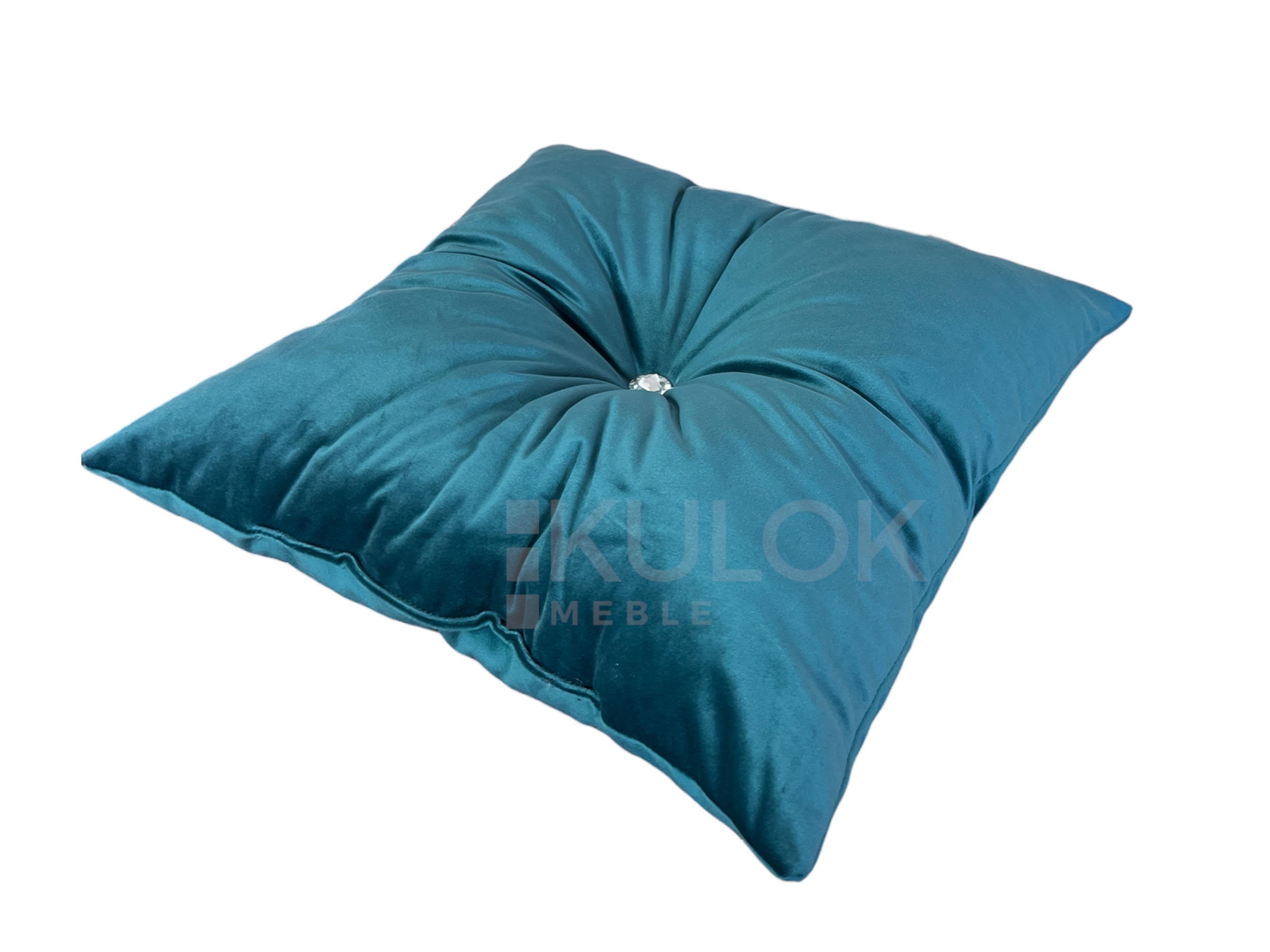 Turkusowa poduszka glamour z diamencikiem