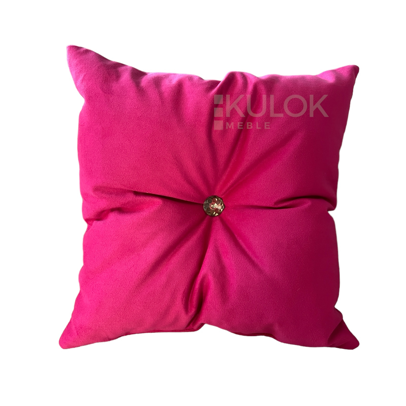 Różowa poduszka dekoracyjna glamour z kryształem