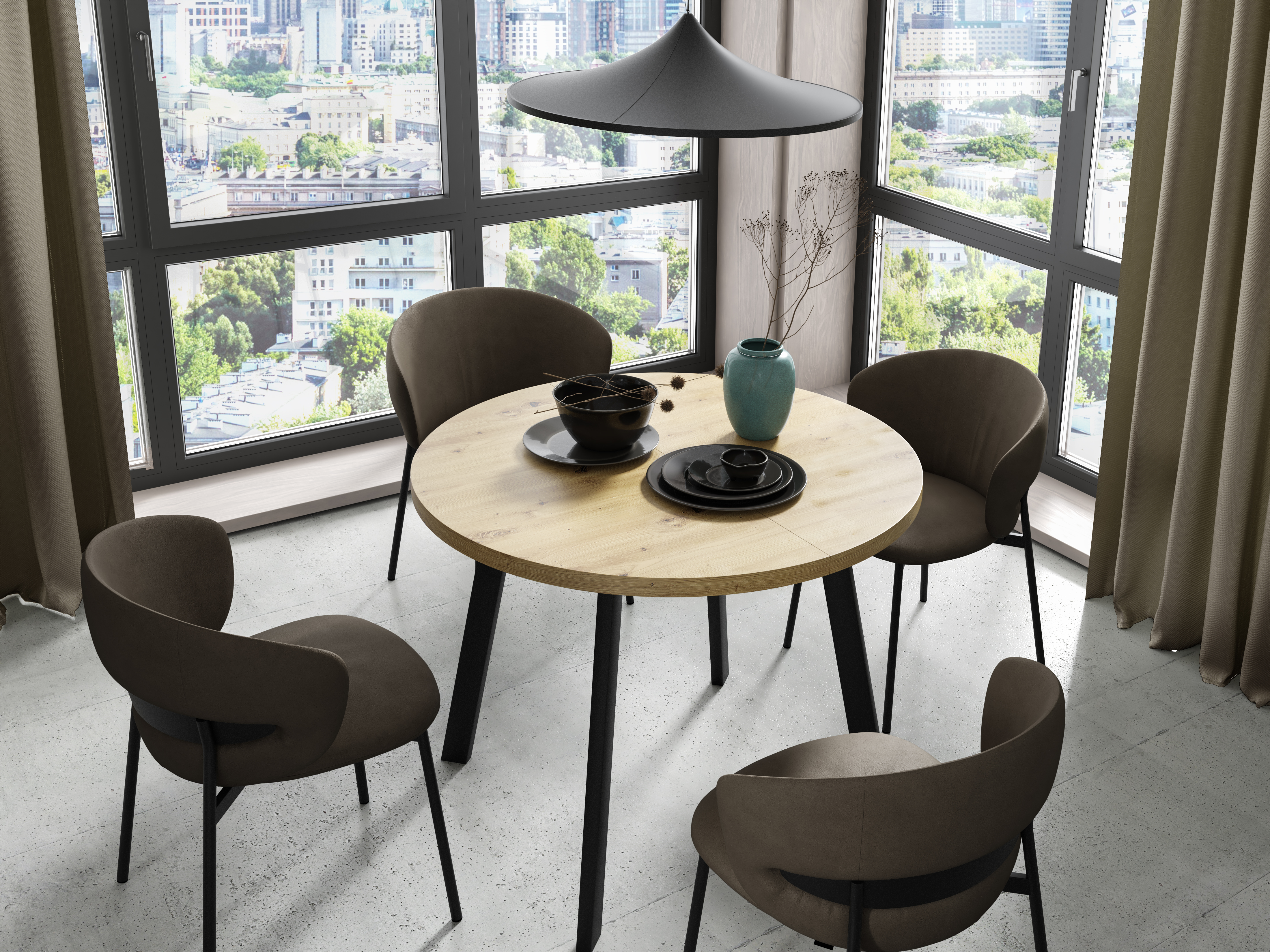 Okrągły Blat - Dwie Wkładki, Stół 176cm