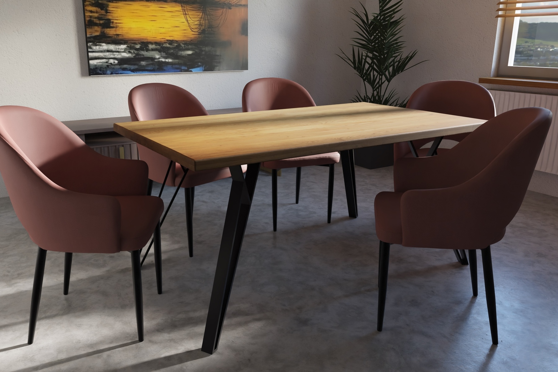 Prostokątny stół dębowy Garda 160x90 z metalowymi nogami