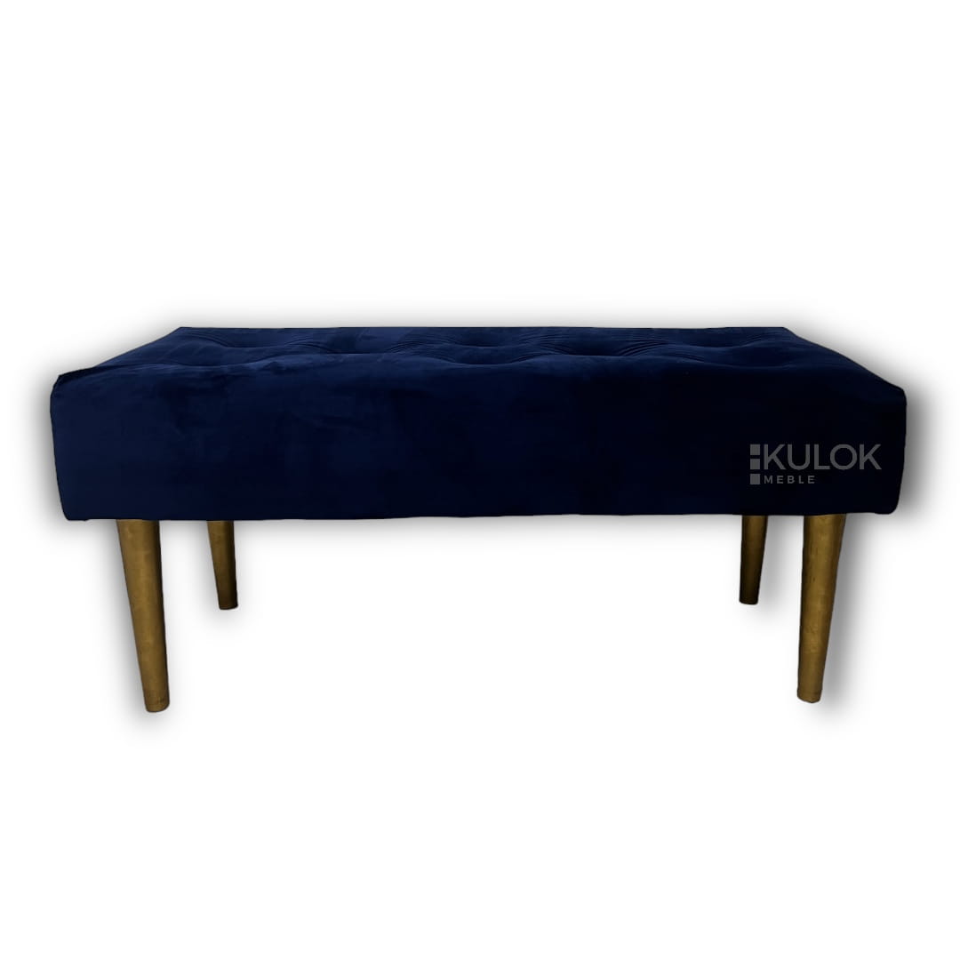 Ławka Tapicerowana Chesterfield ze  Złotymi Nogami w Magic Velvet 2216 Pikowana Kryształami Złoto-Brązowymi