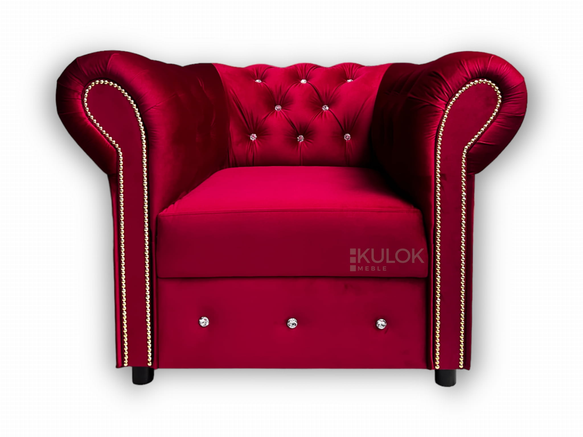 Fotel Glamour Chesterfield Królewska Czerwień Magic Velvet 2267