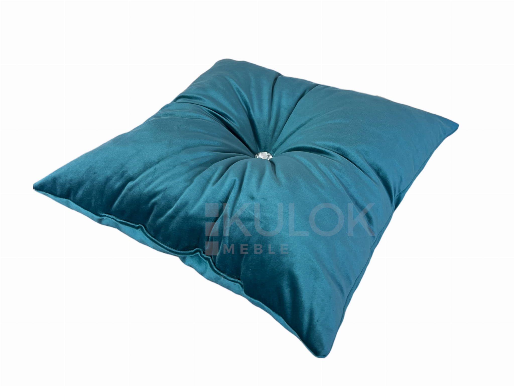 Poduszka Dekoracyjna Turkusowa z Kryształkiem Glamour do Sofy