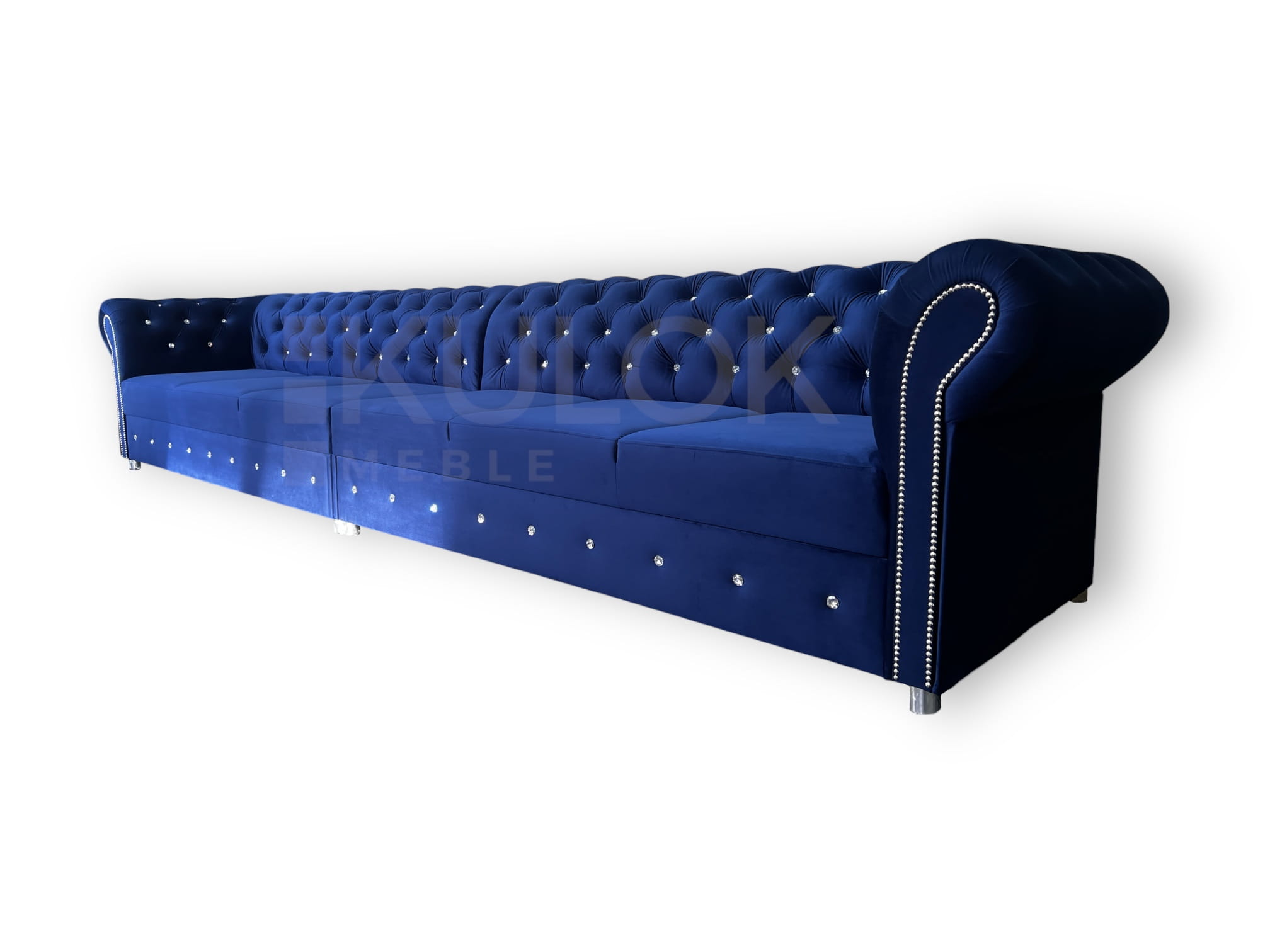 Duża Sofa Chesterfield PRO 6 osobowa glamour 400cm - Magic Velvet 2216 pikowana kryształkami