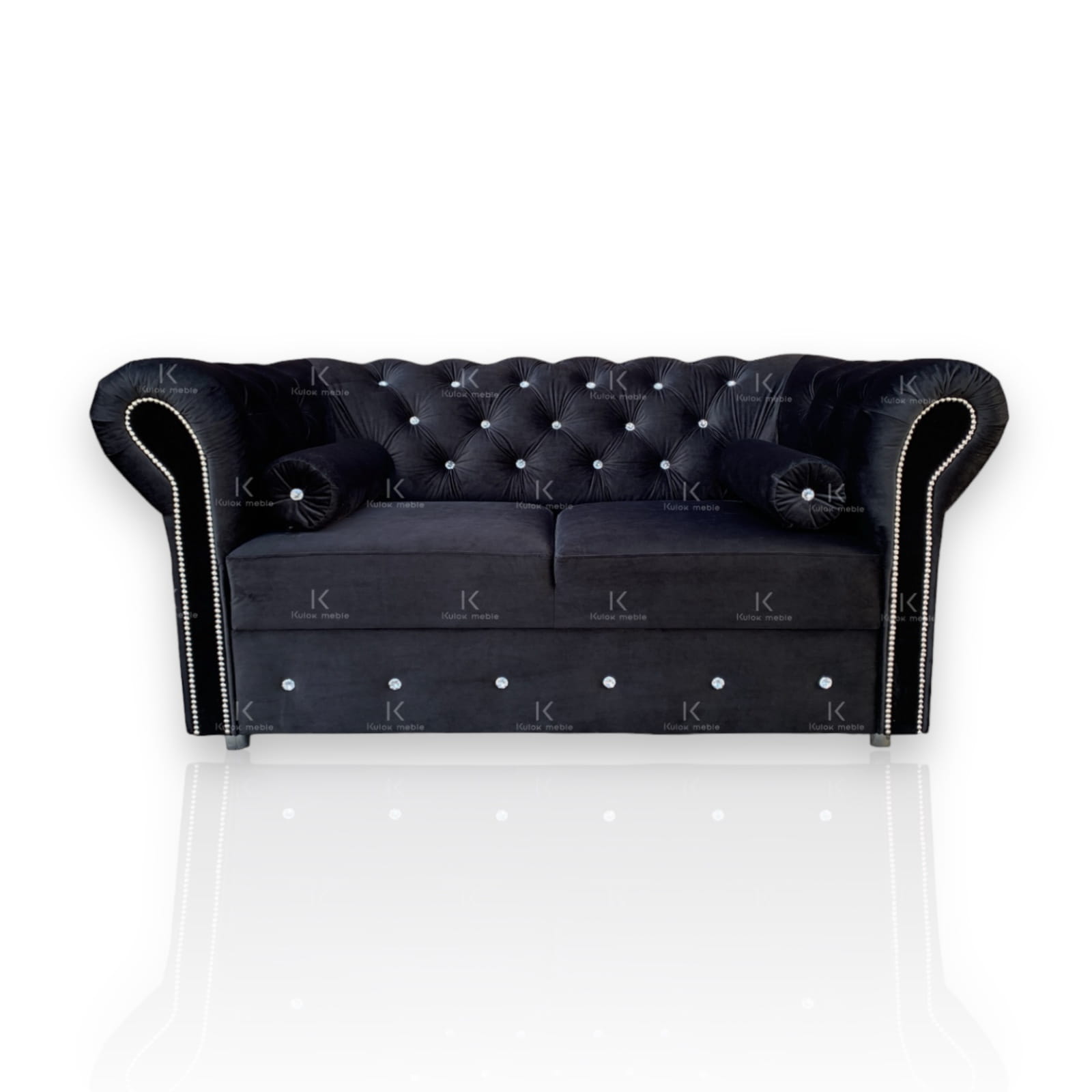 Sofka Glamour Chesterfield DUE z kryształami 2os - Magic Velvet 2219